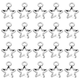 PATIKIL 100Pcs Star Charm, Star Pendants Bulk Mini Bezels Charm Pendants Alloy Pentagram for Jewelry Making Bracelets Earrings DIY Crafts, Dark Silver