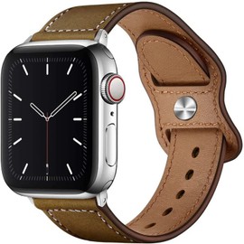 Hepsun Compatible con Correas de Reloj de Apple 45 mm 44 mm 42 mm Bandas de Cuero Genuino Crazy Horse Sport Pulseras retro para iWatch SE Band Series 7 6 5 4 3 2 1 Hombre Mujer Correa(Coffee,45/44/42mm)