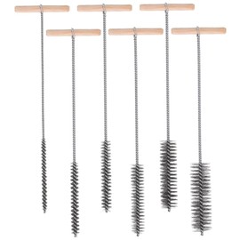 Zocipro Pack of 6 Drill Hole Brush, Wire Brush, Round 8 mm/12 mm/16 mm/20 mm/25 mm/30 mm for Cleaning Drill Holes, Cleaning Brush Stainless Steel with Wooden Handle for Hammer Drills