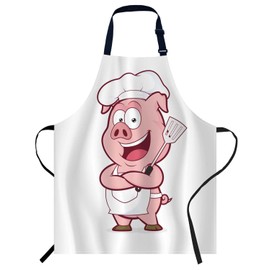 Smooffly Pig Chef Apron Unisex Adjustable Bib Apron, Cooking Kitchen Chef Apron, Women Men Apron for Home Kitchen, Restaurant, Coffee house