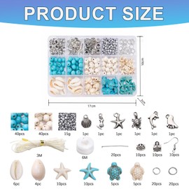 Bead Bracelets, 500 Pieces Bracelets DIY Set, Dreamy Ocean Style Turquoise Shell Jewellery Beads Set, Bracelet Making Kit for DIY Jewellery, Necklace, Earrings for Adults