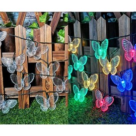 Butterfly Fairy String Lights,9.8 ft 20 LEDs Waterproof Copper Wire Fairy Butterflies Twinkle String Decorative Lights for Bedroom Summer Garden Yard Landscape Wedding Party (Butterfly - Colorful)