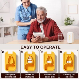 Pill Cutter | Best Pill Cutter for Small or Large Pills | Design in The USA| Cuts Vitamins | Pill Splitter with Crystal Acrylic Pill Box