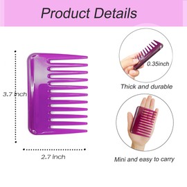 Mini Wide Tooth Comb,Small Travel Purse Comb Hair Detangling BeardPocketfor Curly Wet Dry Hair,Detangler Styling for Men Women Handmade of Cellulose (Purple)