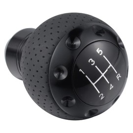 Padaodao 5 Speed Shift Knob Leather Aluminum Alloy Gear Shifter Stick Lever Handle fit Most Manual Transmission Car, Black