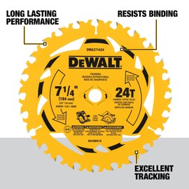DEWALT 7-1/4 in Circular Saw Blade 24 Tooth with 5/8 in Arbor (3 Pack) (DWA271424PK3)