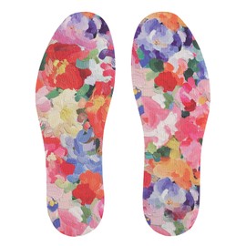 No Show Socks for Women, Shoe Inserts,Sockless,Anti Odor No Slipping,Washable Barefoot Inner Soles for Women,Peony Print,Size 6-9