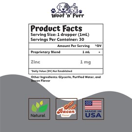 Zinc for Dogs - Dog Zinc Supplement - Helps to Support Healthy Skin, Coat, Immune Health & More - Dog Zinc - Dog Skin and Coat Supplement - Skin and Coat Supplement for Dogs - 1 fl oz - Bacon Flavor