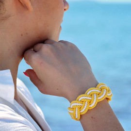 Sailor Knot Rope Bracelet Tropical Cotton with Natural White Stripe