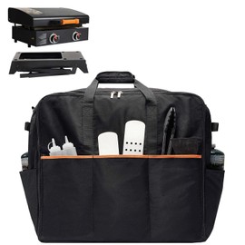 NOELIFE Padded Carry Bag for Blackstone 22 Inch Griddle & 17 Inch Tabletop Griddle with Hood Lid on Stand, 600D Water-resistant Outdoor Grill Carrying Case Fit for Model 1891 & 1814, Black (Bag Only)