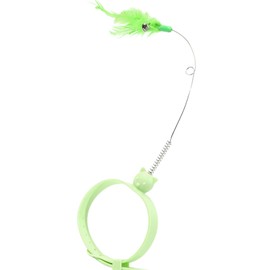 WeiLaiKeQi Cat Feather Collar Toy Cat Teasing Stick Rubber Collar with Feather Interactive Cat Toy Cat Rod Toy for Indoor Cats Kitten, Green