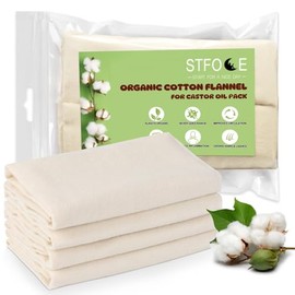 STFOCE 4 piezas de franela de algodón orgánico para paquete de aceite de ricino, natural y sin blanquear, compresa de calor calmante para hígado, abdo