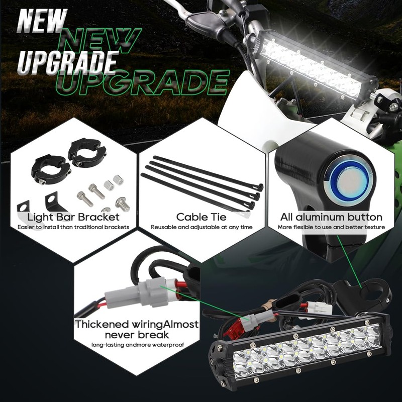 AUTOVIC Light Bar Kit Waterproof Plug-Play Driving Light Kit 7/8"