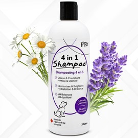 Dog Shampoo, 4-in-1 Pet Shampoo by EnviroFresh - Dog Shampoo for Allergies and Itching, Dog Shampoo for Smelly Dogs (Lavender) 12 oz.