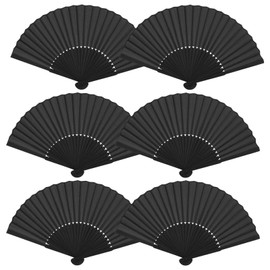 6 Pcs Folding Hand Fan, Paper Fan, Hand Fan Folding, Fan Handheld Paper,Spanish Fan, For Wedding, Party, Outdoor Events, Lightweight Manual Fans With Classic Design