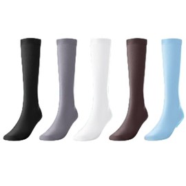5 pares de calcetines de compresión graduados de 2XL multicolores, 15-20 mmhg, para hombres y mujeres, hasta la rodilla, el mejor apoyo durante todo el día, Blanco, R. Azul, Gris, Negro, café, XX-Large