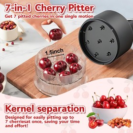 Kerfulty 7-in-1 Cherry Pitter Tool 1.5 ‘’ Large Slot Cherry Seed Remover