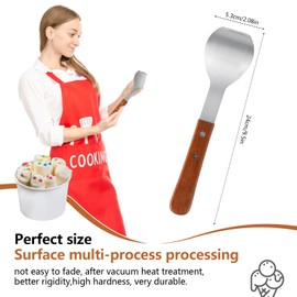 Ice Cream Scoop with Wooden Handle, Stainless Steel Dessert Spade & Butter Cutter, Essential Kitchen Tool – Perfect Flat Ice Cream Metal Spade for Home and Commercial Use