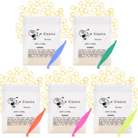 OFFCUP Zähne Gummiband, 500 Stück Kieferorthopädische Elastische, Kieferorthopädische Elastiken mit 5 Stück Platzierer für Zahnspangen für Zahnlücken, Zahnspangen, Krumme Zähne (Affe 3/8")