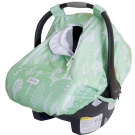 Bristin Baby Car Seat Canopy Stroller Covers for Infant Boy and Girl Babies Stretchy and Kick Proof with Net Multi Use Soft and Breathable (Green Foliage)