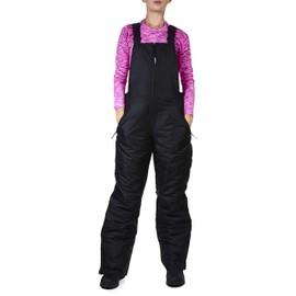 Arctic Quest Womens Insulated Water Resistant Ski Snow Bib Pants Black