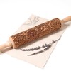 XINBADA 17" Premium Wood Rolling Pin with European Embossed Designs | 3mm Deep Springerle Cookie Molds | Christmas Rolling Pin & Baking Gifts for Women | Includes 3-in-1 Cleaning Brush