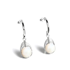 Agalea | Aretes largos de Plata 925 con perla natural cultivada elegante para mujer