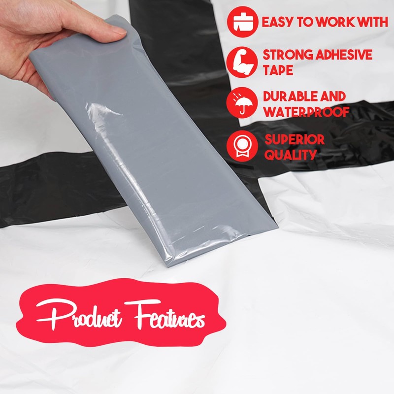 Autrends Vapor Barrier Tape, 7 Mil Black Polyethylene Tape Sealing