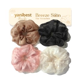 Yanibest 4 Pcs Breeze Satin Scrunchies - Hair Scrunchies for Women, Soft Ponytail Holders, No Crease Hair Ties Hair Accessories