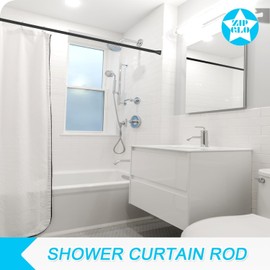 Shower Curtain Rod BlackTension Rod 45 to 76 Inch Spring Curtain Rod Shower rod Non Slip shower curtain rod 1pcs For Windows No Drilling Adjustable Tension Rods of Curtain Window Closet Kitchen
