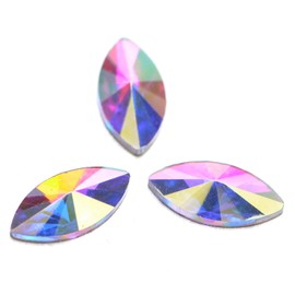 AD Beads Top Czech AB Crystal Flatback Rhinestone Nail Art Decoration Multi Shape (S06 Navette 4x8mm, 100 Pcs)