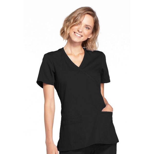 Women's Mock Wrap Top Workwear Originals with Rib-Knit Back Panels