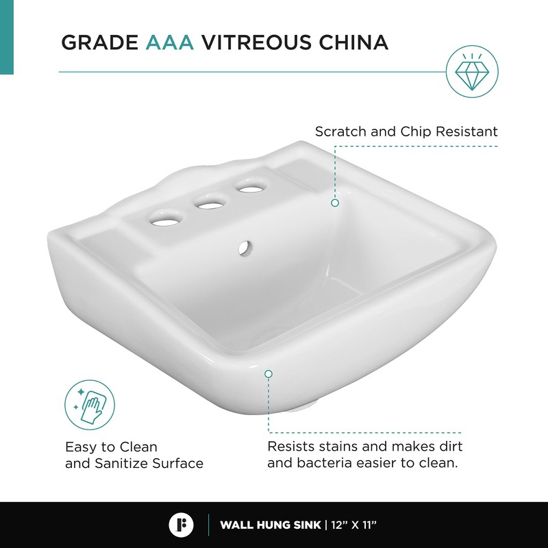 Small Wall Mount Bathroom Sink 12.4"x11" White