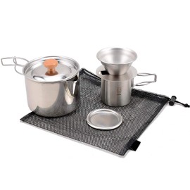 Katsuriki Shoji PTYGRACE Outdoor Camping Cooker Set, Kettle Cooker & Coffee Dripper Set, Made in Japan