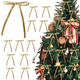sesameless Christmas Decorations,12 Pcs Christmas Tree Bows,Velvet Bows for Christmas Tree,Crafts Bows for Gift Wrapping,Christmas Tree Decorations,Xmas Velvet Ornaments Home Party Decor (Coffee)