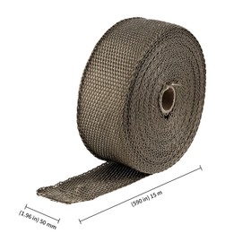 KEILEOHO 15 m Heat Protection Tape Exhaust 5 cm Heat Protection Tape Basalt Fibre with 10 Stainless Steel Cable Ties, Titanium Heat Protection Tape Exhaust Tape Motorcycle for Manifold Manifold Tape