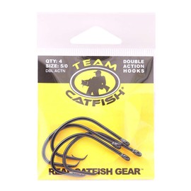 Team Catfish Double Action 5/0 Circle Hooks (4 Pack) Wide Gap and Needle Sharp Point