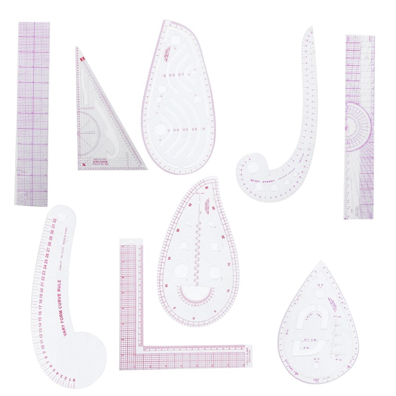 9Pcs/Set Sewing Ruler Set Multifunctional Curve Stick Tailor Measuring Accessories
