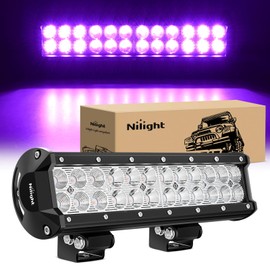 Nilight LED Light Bar 12 Inch 72W Spot Flood Combo Purple Beam Off Road Lamp Fishing Hunting Emergency Deck Work Lighting for Trucks UTV Pick-up Van Boat Tractor