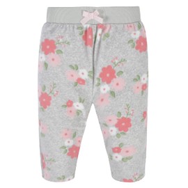 Gerber Baby Girls' 4-Pack Microfleece Pants, Floral, Newborn