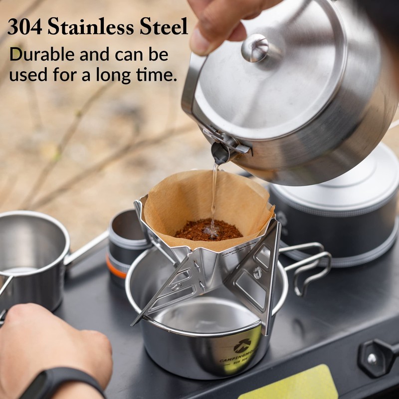 CAMPINGMOON Collapsible Coffee Dripper Pour Over Camping Outdoor 304 Stainless