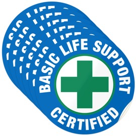 Certified Basic Life Support Hard Hat Sticker, (6 Pack) 2x2 Inches, Contruction Hard Hat Decal, Made in USA by Sigo Signs