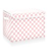 CaTaKu Large Fabric Storage Bins With Lids,Pink Checkered Racing Storage