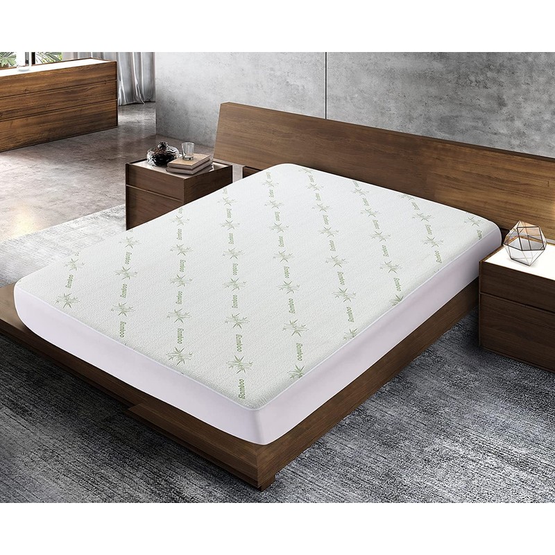 Small Double Waterproof Anti Allergy Bamboo Mattress Protector 122x190x35-40 cm