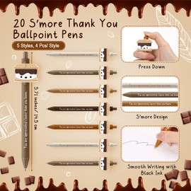 20 Sets S'more Marshmallow Appreciation Gift Bulk Back to School Gifts for Teacher Inspirational Marshmallow Ballpoint Pen Bookmark Luminous Thank You Keychain for Coworker Office
