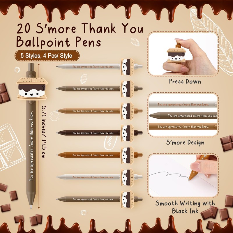 20 Sets S'more Marshmallow Appreciation Gift Bulk Back to School