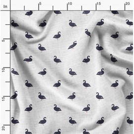 Soimoi White Cotton Duck Fabric Black Duck Bird Print Fabric by The Yard 42 Inch Wide