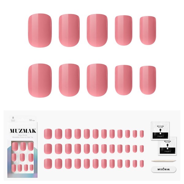 MUZMAK Reusable Press On Nails - Caffeine Rose - Long