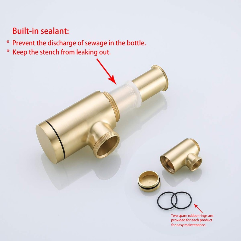 RANDOM Brass Contemporary Round Bottle P Trap 1 1/4,Basin Sink