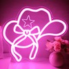 FJOKJINX Bow Cowgirl Hat Neon Signs for Wall Decor,Pink Bow